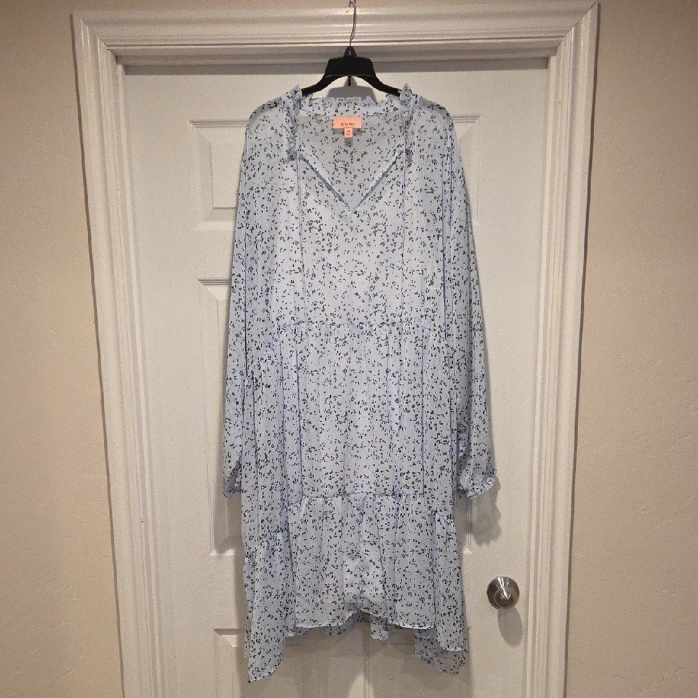 EVRI  Pale Blue and Black Patterned Dress